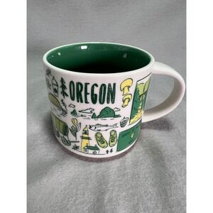 Starbucks Oregon Been There Series Coffee Mug White Green Travel Vacation 14oz